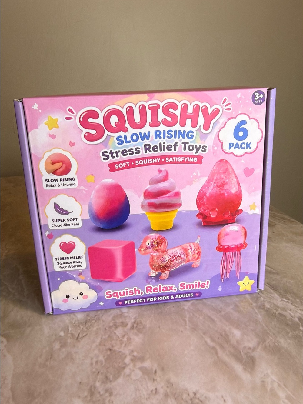 Squishy Slow Rising Stress Relief Toys - Pink 6-Pack